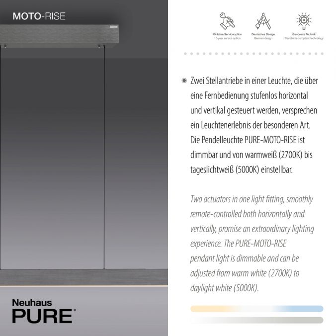Paul Neuhaus Paul Neuhaus LED Pendelleuchte PURE-MOTO-RISE grau elektrisch Touch Limitierter Zeitrabatt