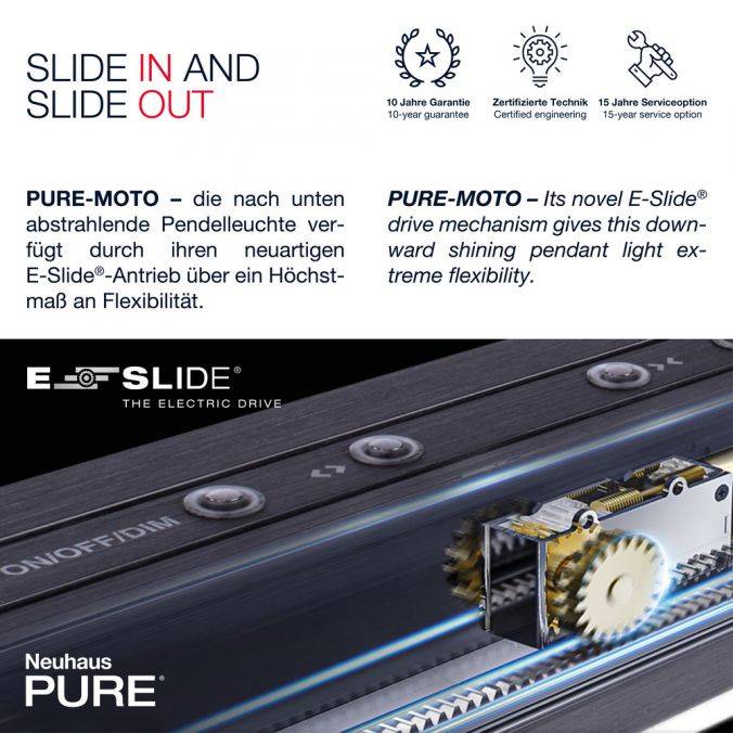 Paul Neuhaus Paul Neuhaus PURE MOTO e-SLIDE® messing elektrisch ausfahrbar Pendelleuchte Fabrikpreis