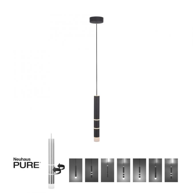 Paul Neuhaus Paul Neuhaus PURE VEGA LED Pendelleuchte schwarz 1 flammig mit Lichtmodi