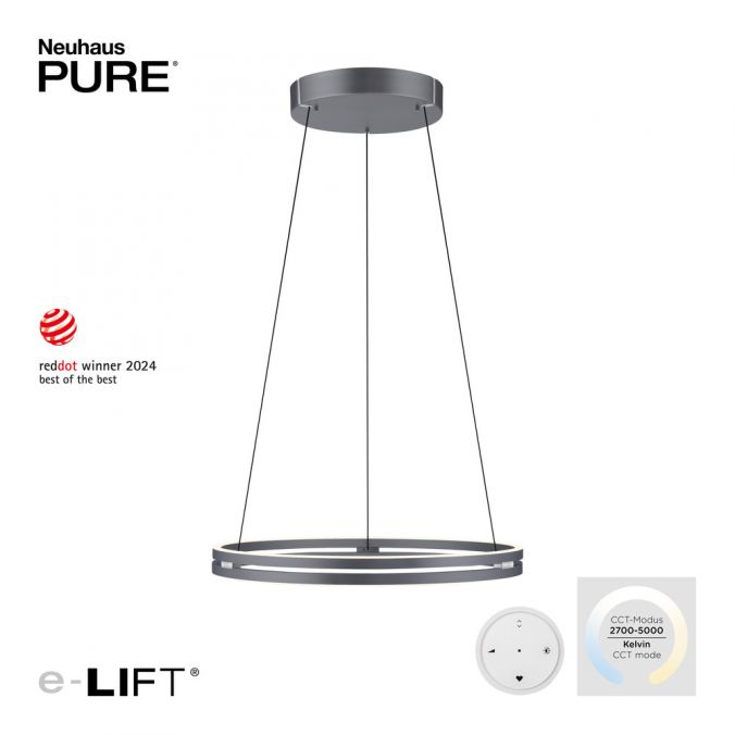 Paul Neuhaus Paul Neuhaus LED Pendelleuchte PURE-E-LOOP grau elektrisch