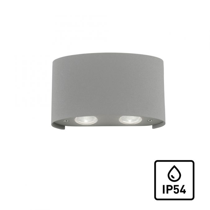 Paul Neuhaus LED-Wandleuchte, Außenleuchte, silber, halbrund, 4flg, warmweiß, Up+Down, IP54