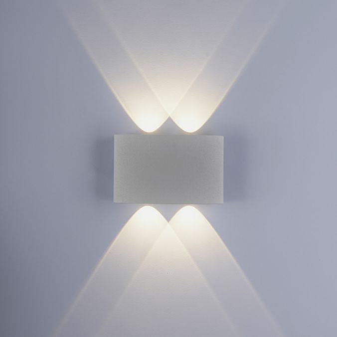 Paul Neuhaus LED-Wandleuchte, Außenleuchte, silber, halbrund, 4flg, warmweiß, Up+Down, IP54 Preisnachlass
