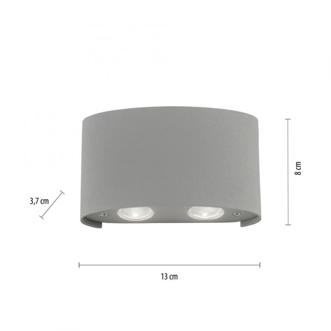 Paul Neuhaus LED-Wandleuchte, Außenleuchte, silber, halbrund, 4flg, warmweiß, Up+Down, IP54 Preisnachlass