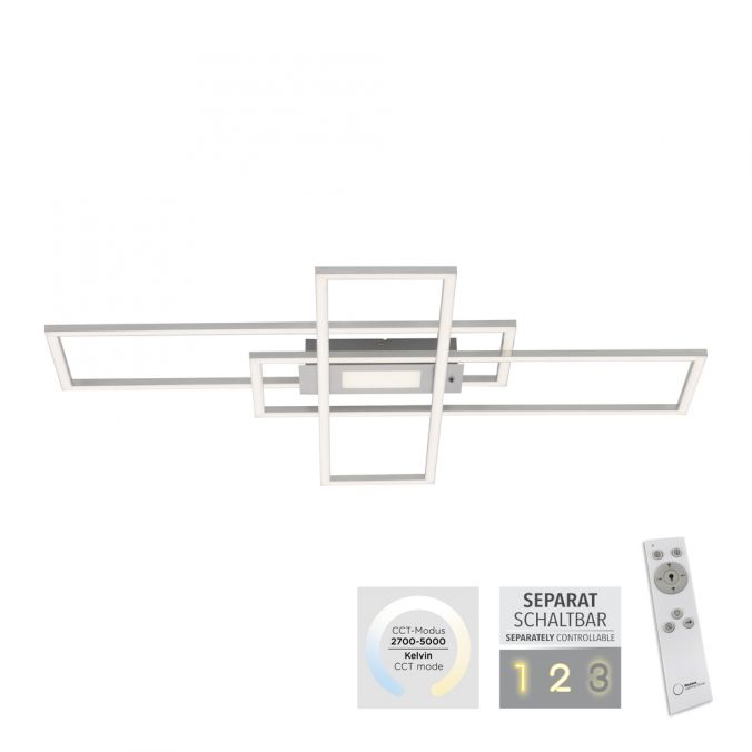 Paul Neuhaus LED Deckenlampe silberfarbig 99x29cm rechteckig dimmbar Downlight+Sidelight