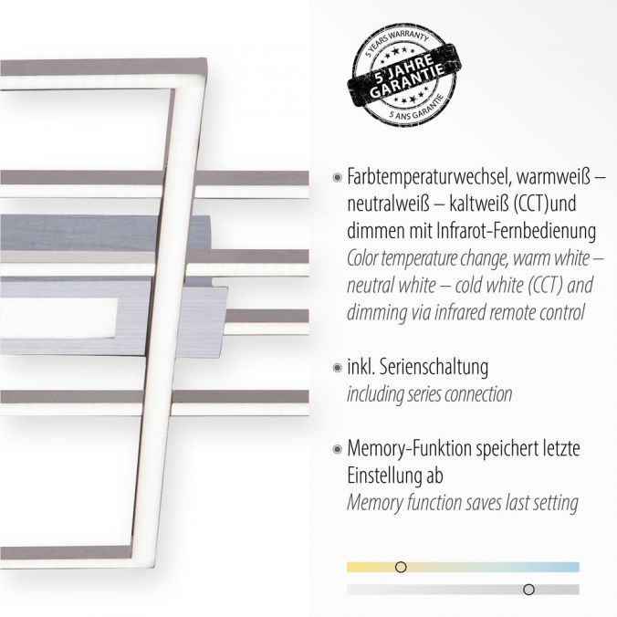 Paul Neuhaus LED Deckenlampe silberfarbig 99x29cm rechteckig dimmbar Downlight+Sidelight Online Outlet
