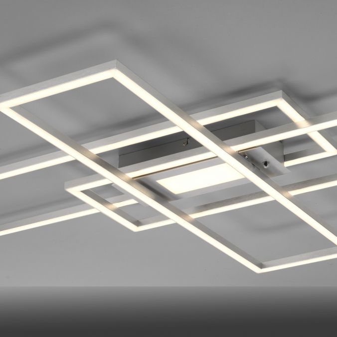 Paul Neuhaus LED Deckenlampe silberfarbig 99x29cm rechteckig dimmbar Downlight+Sidelight Online Outlet