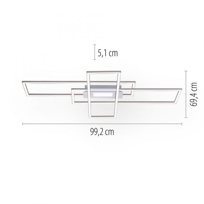 Paul Neuhaus LED Deckenlampe silberfarbig 99x29cm rechteckig dimmbar Downlight+Sidelight Online Outlet