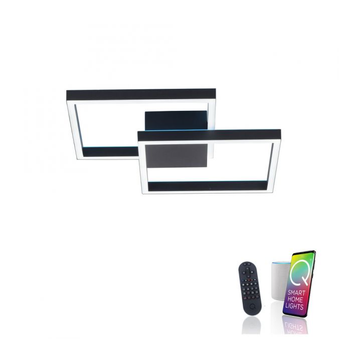 Paul Neuhaus Paul Neuhaus Q-MARKO LED-Deckenleuchte Smart Home schwarz eckig Deckenlampe