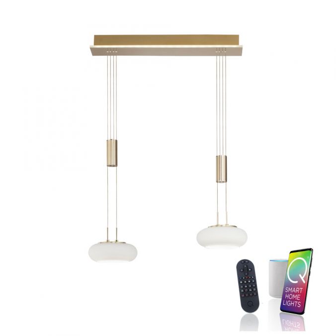 Paul Neuhaus Paul Neuhaus Q ETIENNE Pendelleuchte Smart Home messingfarbig 2 flammig