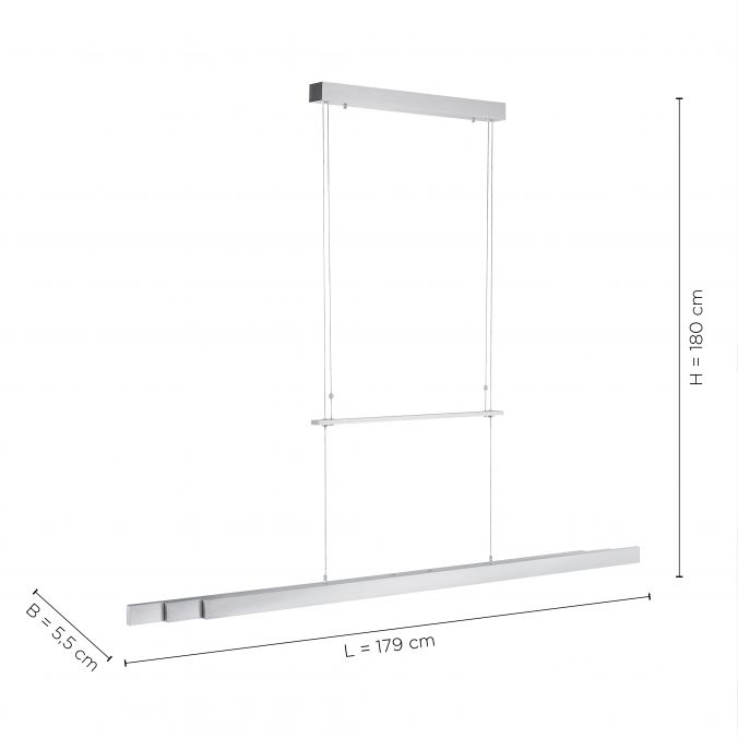 Paul Neuhaus LED-Pendelleuchte, Alu, höhenverstellbar, ausziehbar, Touchdimmer Kostenlose Rückgabe