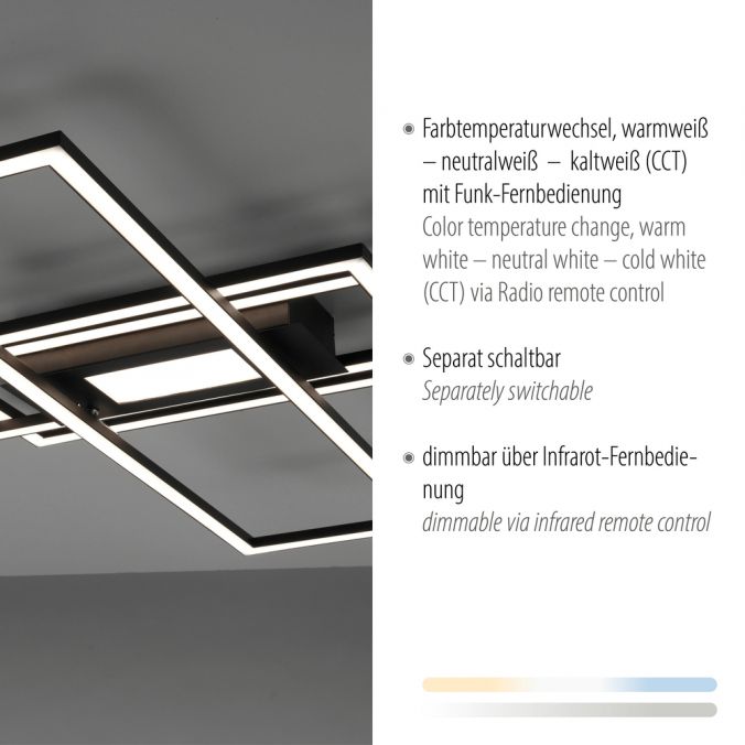 Paul Neuhaus LED Deckenleuchte, Wohnzimmer, schwarz, dimmbar, Fernbedienung Letzte 3 Tage