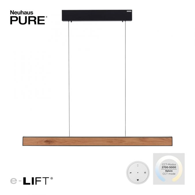 Paul Neuhaus Paul Neuhaus LED Pendelleuchte PURE-E-MOTION schwarz matt mit Holz Touch