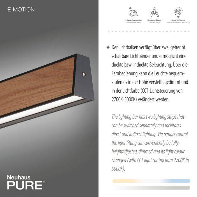 Paul Neuhaus Paul Neuhaus LED Pendelleuchte PURE-E-MOTION schwarz matt mit Holz Touch Neueste Stile