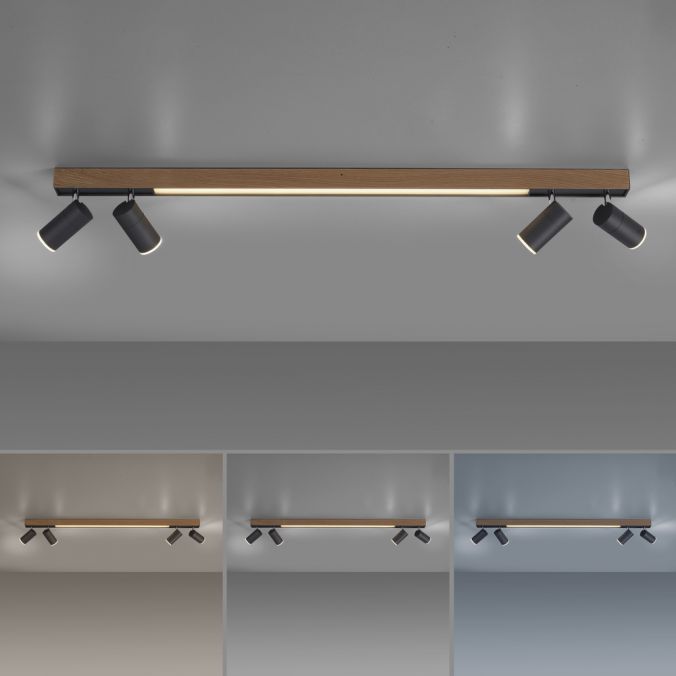 Paul Neuhaus Paul Neuhaus LED Deckenleuchte PURES-LINES SPOT Eiche geölt dimmbar CCT drehbar Zeitbegrenzte Promotion