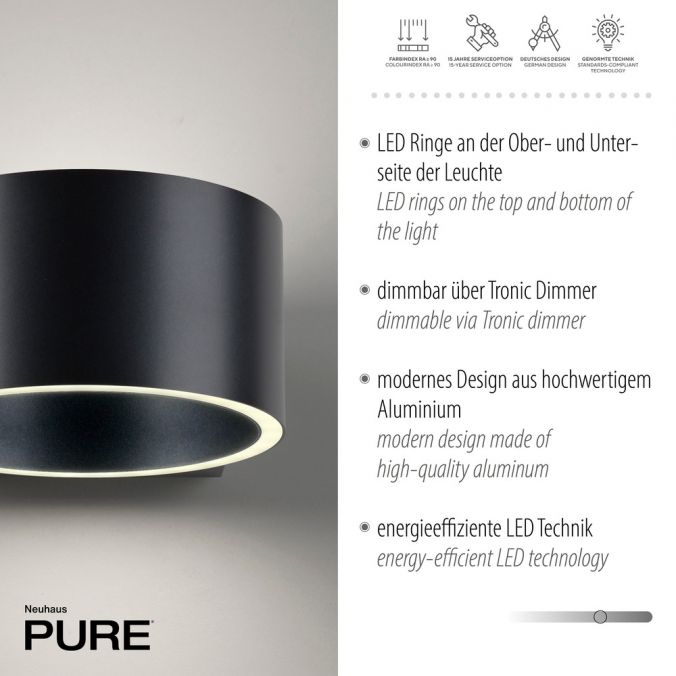 Paul Neuhaus Paul Neuhaus LED Wandleuchte PURE Clipse grau Tronicdimmer Bis zu 50% Rabatt