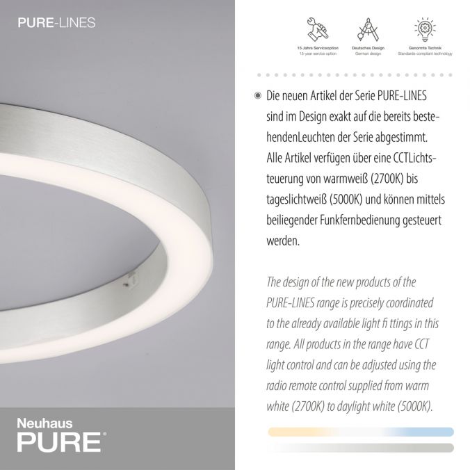 Paul Neuhaus Paul Neuhaus LED Deckenleuchte PURE-LINES ROUND aluminium 50x50 CCT Fernbedienung Bis zu 60% Rabatt