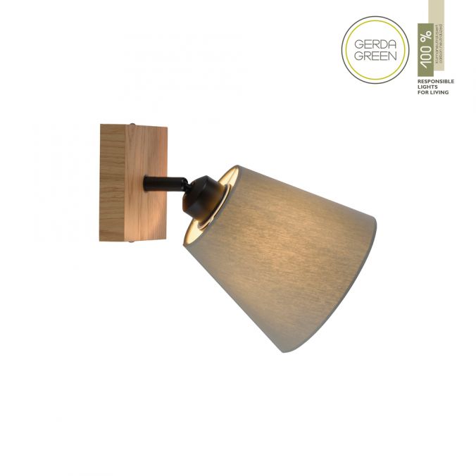 Paul Neuhaus LED Wandleuchte Holz natur 1 flammig Stoffschirm dreh- und schwenkbar