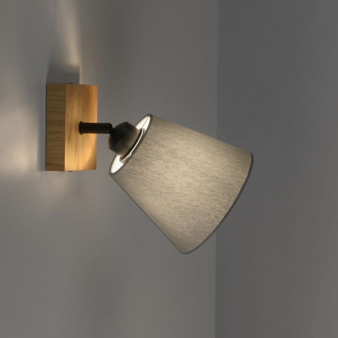 Paul Neuhaus LED Wandleuchte Holz natur 1 flammig Stoffschirm dreh- und schwenkbar Sonderangebot der Fabrik