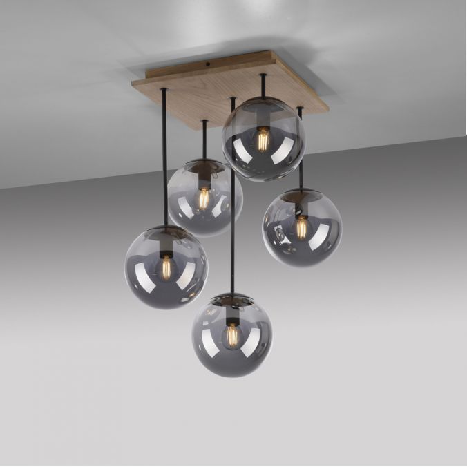 Paul Neuhaus LED Deckenleuchte 5 flammig Holz rauchfarben nachhaltig IP20 Bis zu 55% Rabatt