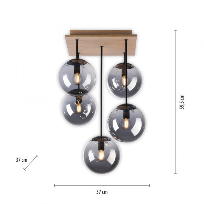Paul Neuhaus LED Deckenleuchte 5 flammig Holz rauchfarben nachhaltig IP20 Bis zu 55% Rabatt