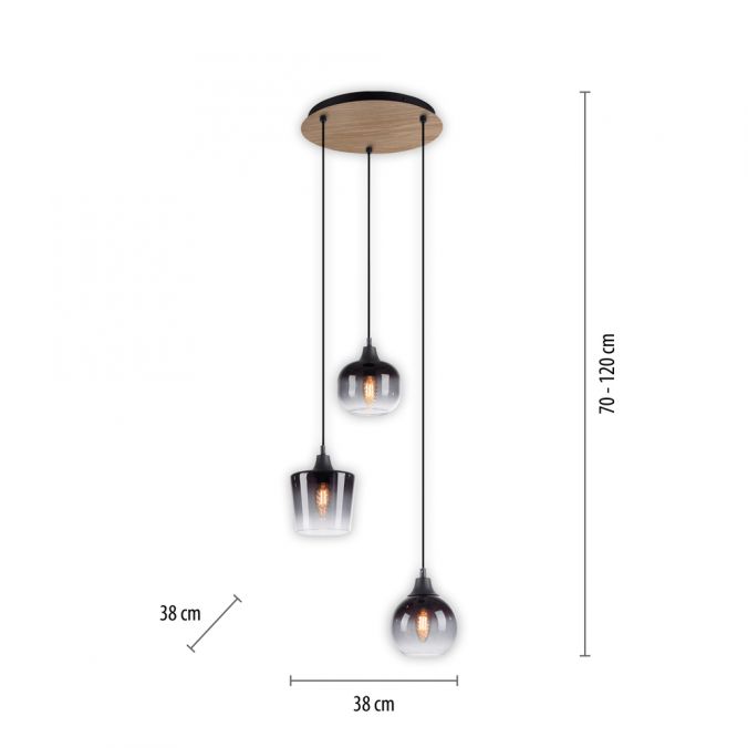 Paul Neuhaus LED Pendelleuchte Holz 3 flammig Rauchglas modern Wohnlampe Discount Store für neue Produkte