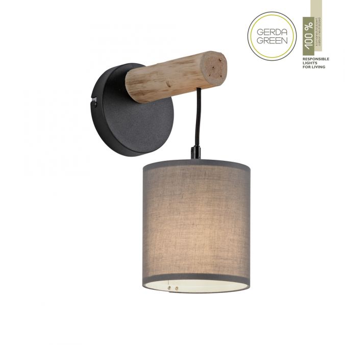 Paul Neuhaus LED Wandleuchte Echtholz 1 flammig Stoffschirm Landhaus Design Wohnlampe