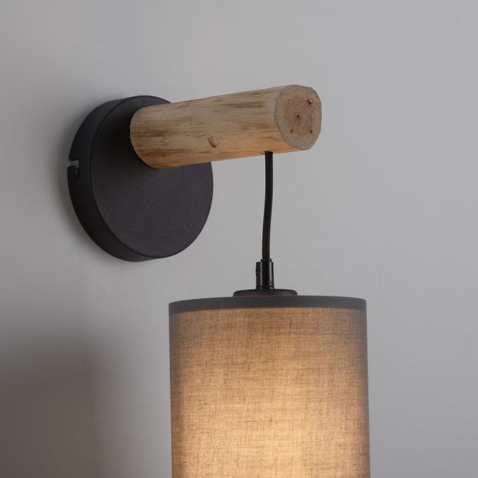 Paul Neuhaus LED Wandleuchte Echtholz 1 flammig Stoffschirm Landhaus Design Wohnlampe Super Rabatt