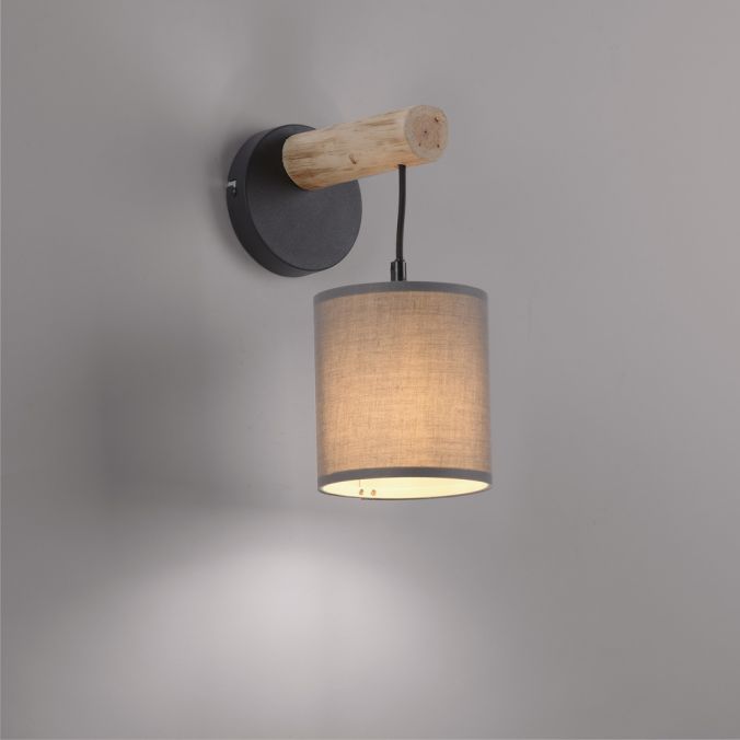 Paul Neuhaus LED Wandleuchte Echtholz 1 flammig Stoffschirm Landhaus Design Wohnlampe Super Rabatt