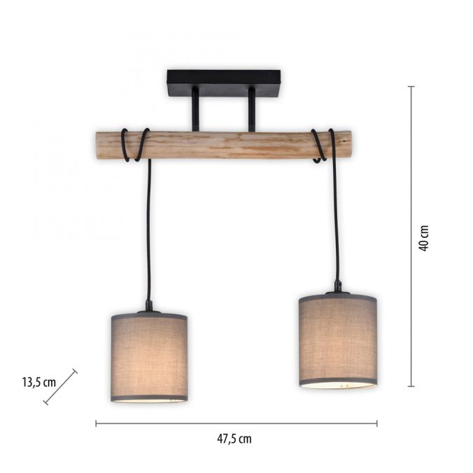 Paul Neuhaus LED Deckenleuchte Echtholz 2 flammig Stoffschirm Landhaus Design Wohnlampe Riesige Rabatte