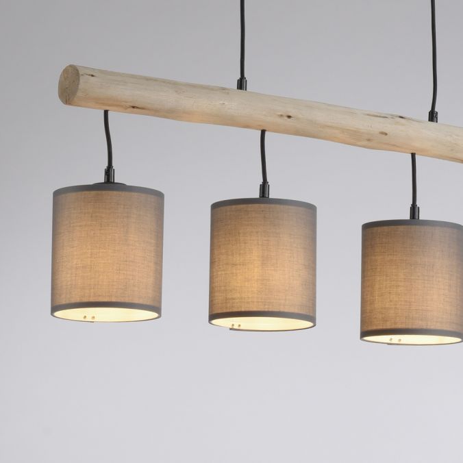 Paul Neuhaus LED Pendelleuchte Echtholz 1 flammig Stoffschirm Landhaus Design Wohnlampe 50% Rabatt mit kostenlosem Versand