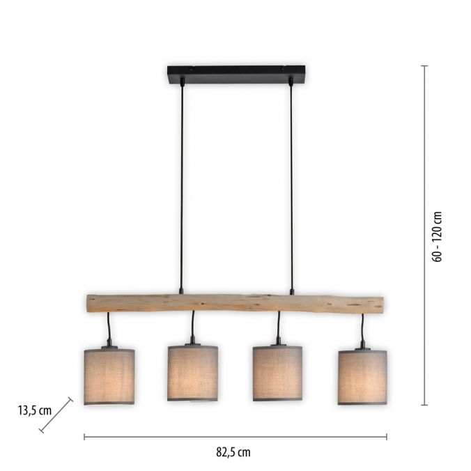 Paul Neuhaus LED Pendelleuchte Echtholz 1 flammig Stoffschirm Landhaus Design Wohnlampe 50% Rabatt mit kostenlosem Versand