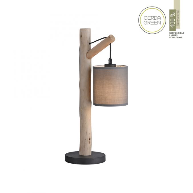 Paul Neuhaus LED Tischleuchte Echtholz 1 flammig Stoffschirm Landhaus Design Wohnlampe