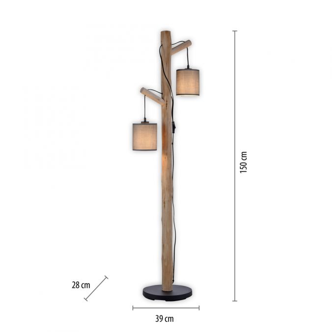 Paul Neuhaus LED Stehleuchte Echtholz 2 flammig Stoffschirm Landhaus Design Wohnlampe Kostenloser Versand international