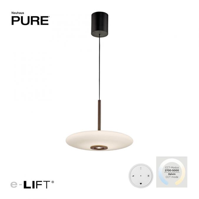 Paul Neuhaus Paul Neuhaus Pendelleuchte PURE Vitrum e-LIFT dunkel-braun-metall
