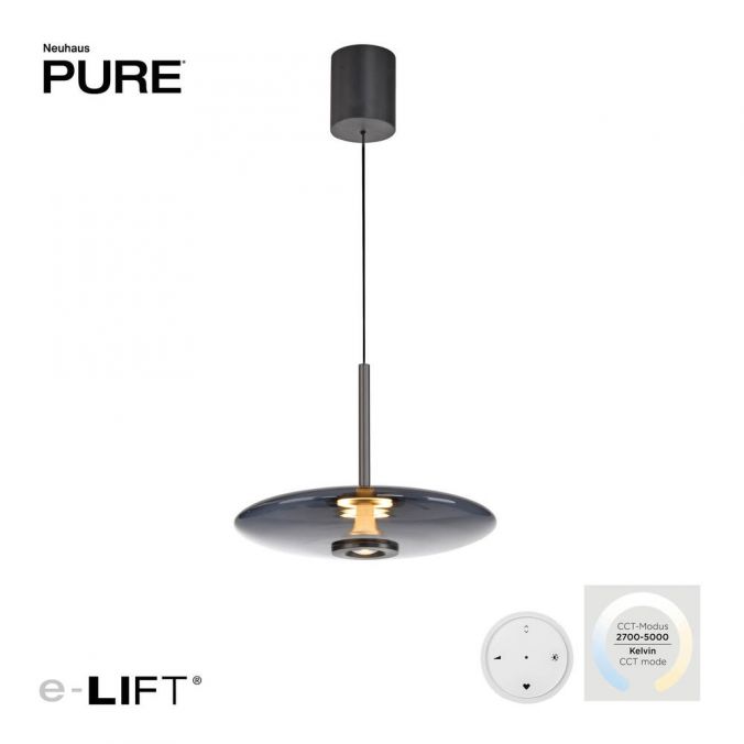 Paul Neuhaus Paul Neuhaus Pendelleuchte PURE Vitrum e-LIFT grau elektrisch
