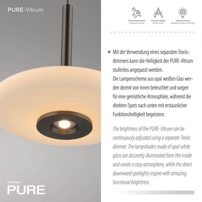 Paul Neuhaus Paul Neuhaus Pendelleuchte PURE Vitrum 3 flammig dunkel-braun-metall Speichern exportieren