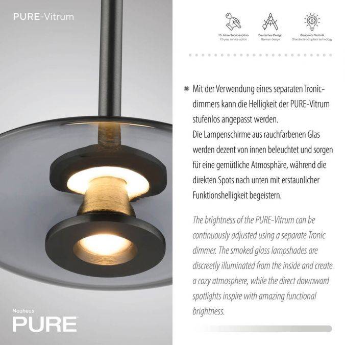 Paul Neuhaus Paul Neuhaus Pendelleuchte PURE Vitrum 3 flammig grau Comfort Lift Black Friday Preise