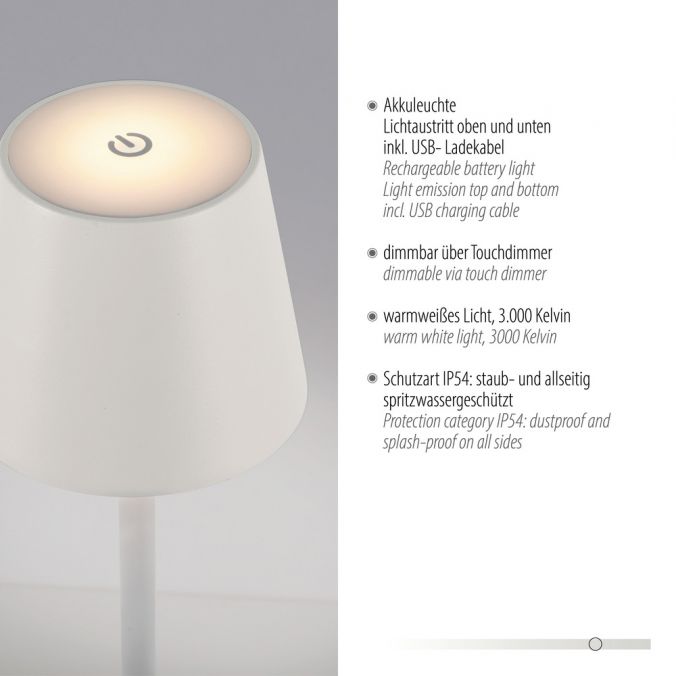 Paul Neuhaus Akku Tischleuchten 4er Set, weiß Indoor, Outdoor, Camping 2025