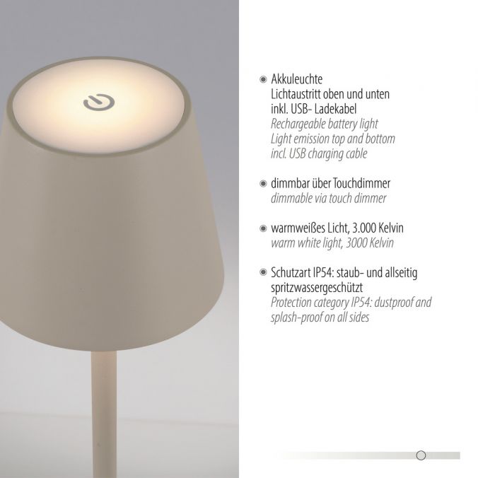 Paul Neuhaus Akku Tischleuchten 3er Set, beige (greige) Indoor, Outdoor, Camping Outlet