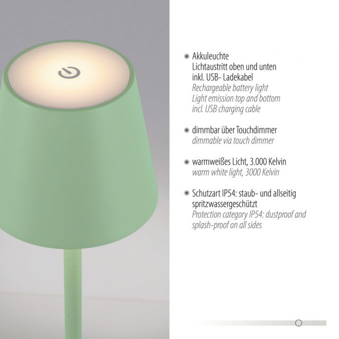 Paul Neuhaus Akku Tischleuchten 2er Set, grün (lindgrün) Indoor, Outdoor, Camping Angebote