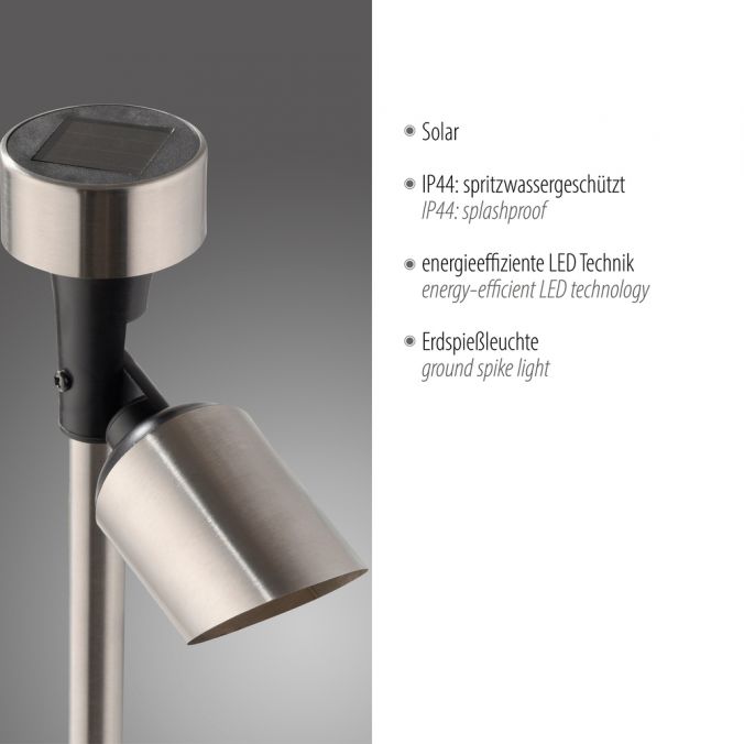 Paul Neuhaus LED Spießleuchte silber solarbetrieben spritzwasserschutz Wegelampe Fabrikverkauf