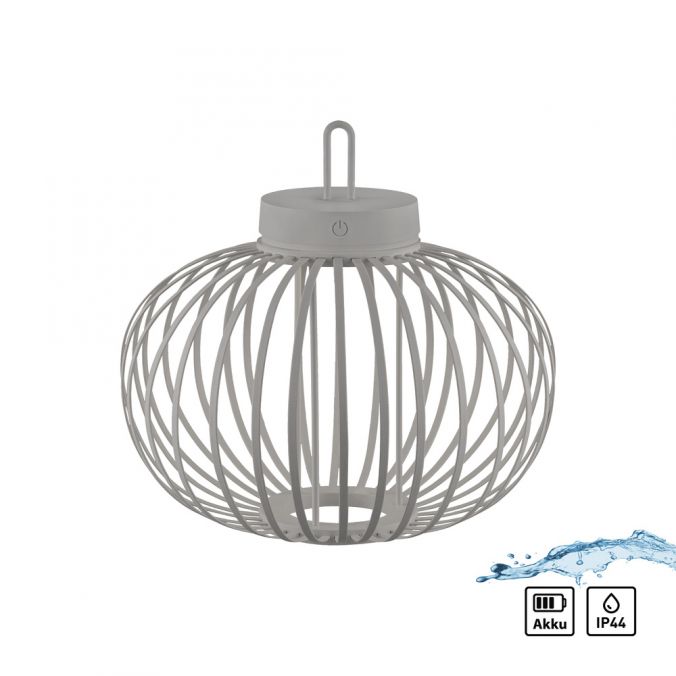 Paul Neuhaus LED Tischleuchte D=36cm greige Akkulampe USB IP44 dimmbar per Touch
