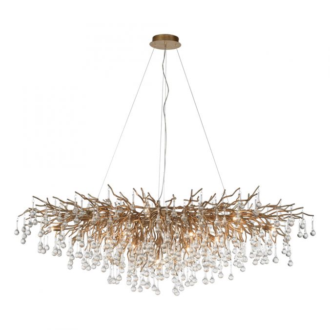 Paul Neuhaus Kronleuchter, Messing Optik, 400 Glasanhänger, elegant, Design