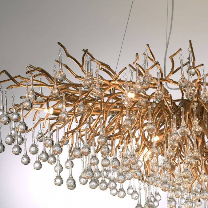 Paul Neuhaus Kronleuchter, Messing Optik, 400 Glasanhänger, elegant, Design Preisnachlass