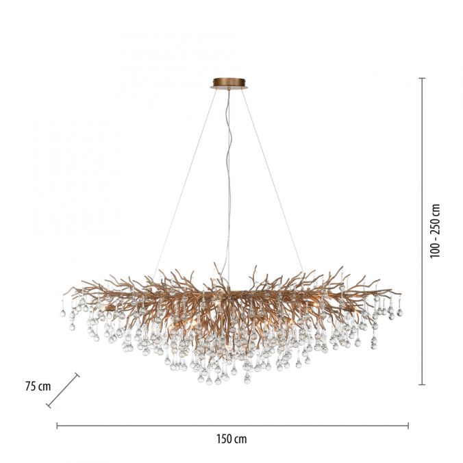 Paul Neuhaus Kronleuchter, Messing Optik, 400 Glasanhänger, elegant, Design Preisnachlass