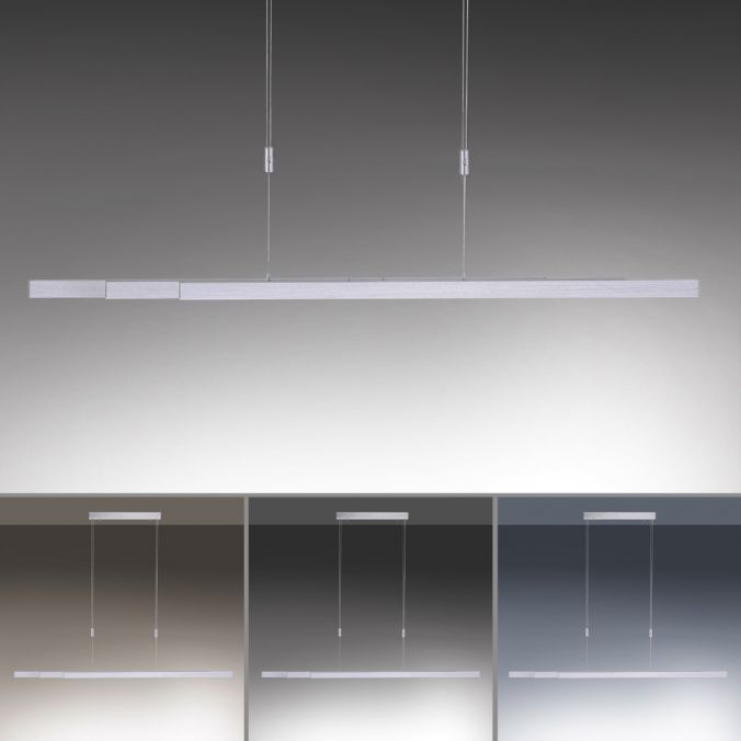 Paul Neuhaus LED-Pendelleuchte, aluminiumfarben, lineare Form, verstellbare Leuchtkörper Saisonschlussverkauf