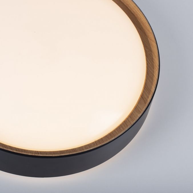 Paul Neuhaus LED Deckenleuchte, rund, schwarz, dimmbar, Holzoptik, warmweiß, Deckenlampe Black Friday