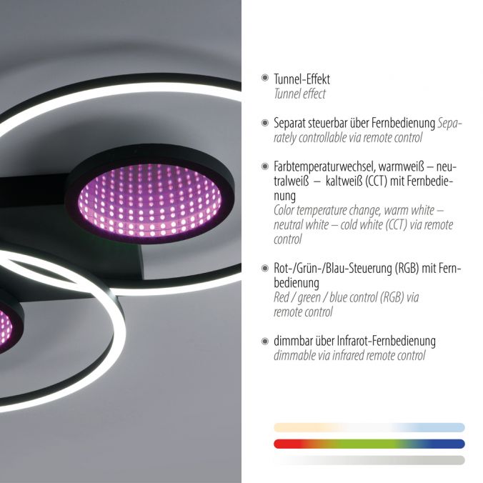 Paul Neuhaus LED Deckenleuchte schwarz Effekte RGB Rainbow CCT dimmbar Fernbedienung Cyber Monday