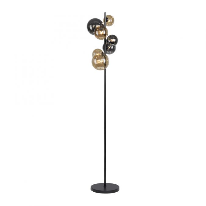 Paul Neuhaus LED Stehleuchte schwarz rund Fußschalter Rauchgläser Ambergläser Osterangebot