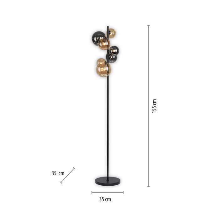 Paul Neuhaus LED Stehleuchte schwarz rund Fußschalter Rauchgläser Ambergläser Osterangebot